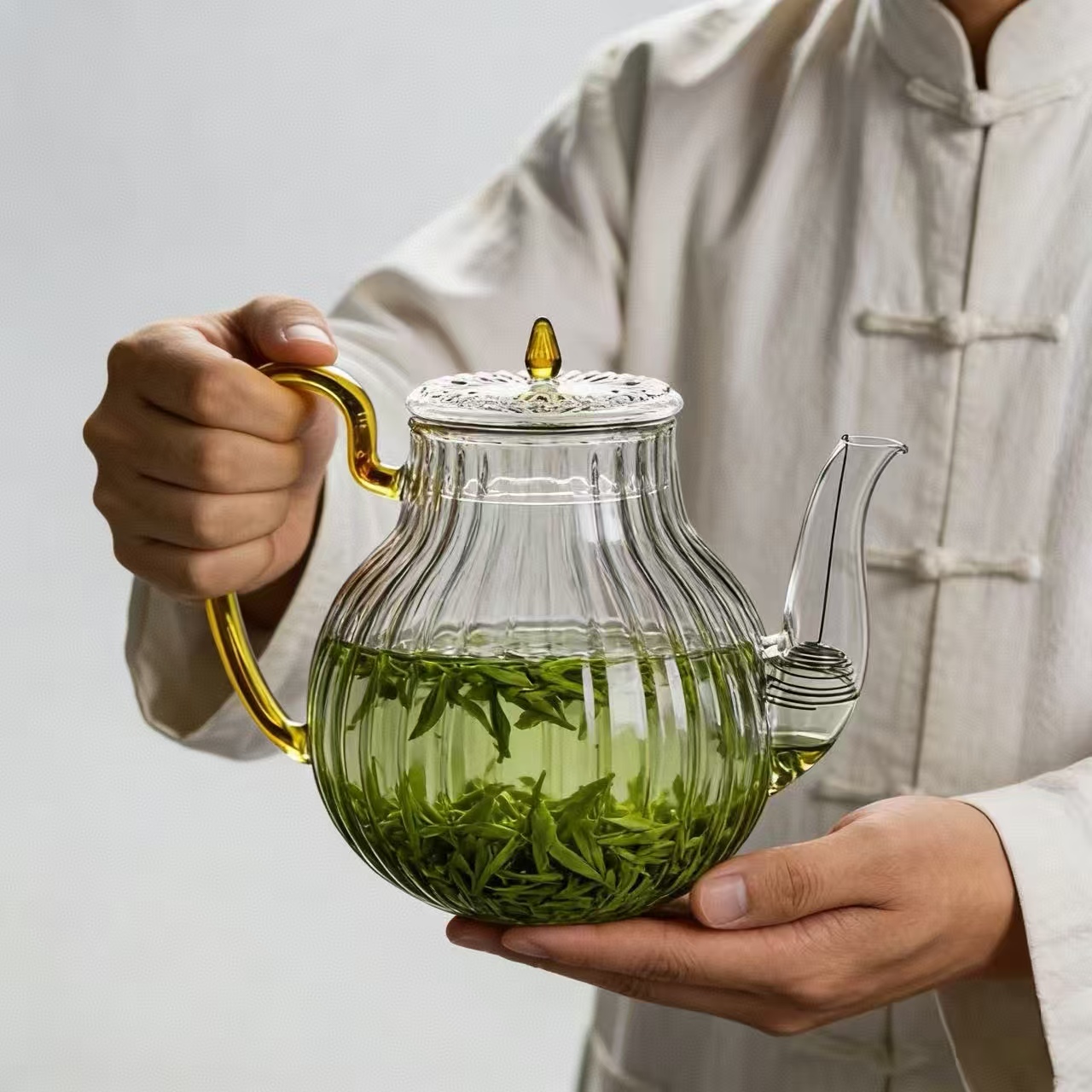 Nettle Leaf Tea - Tetera de Vidrio Rayado de 700ml